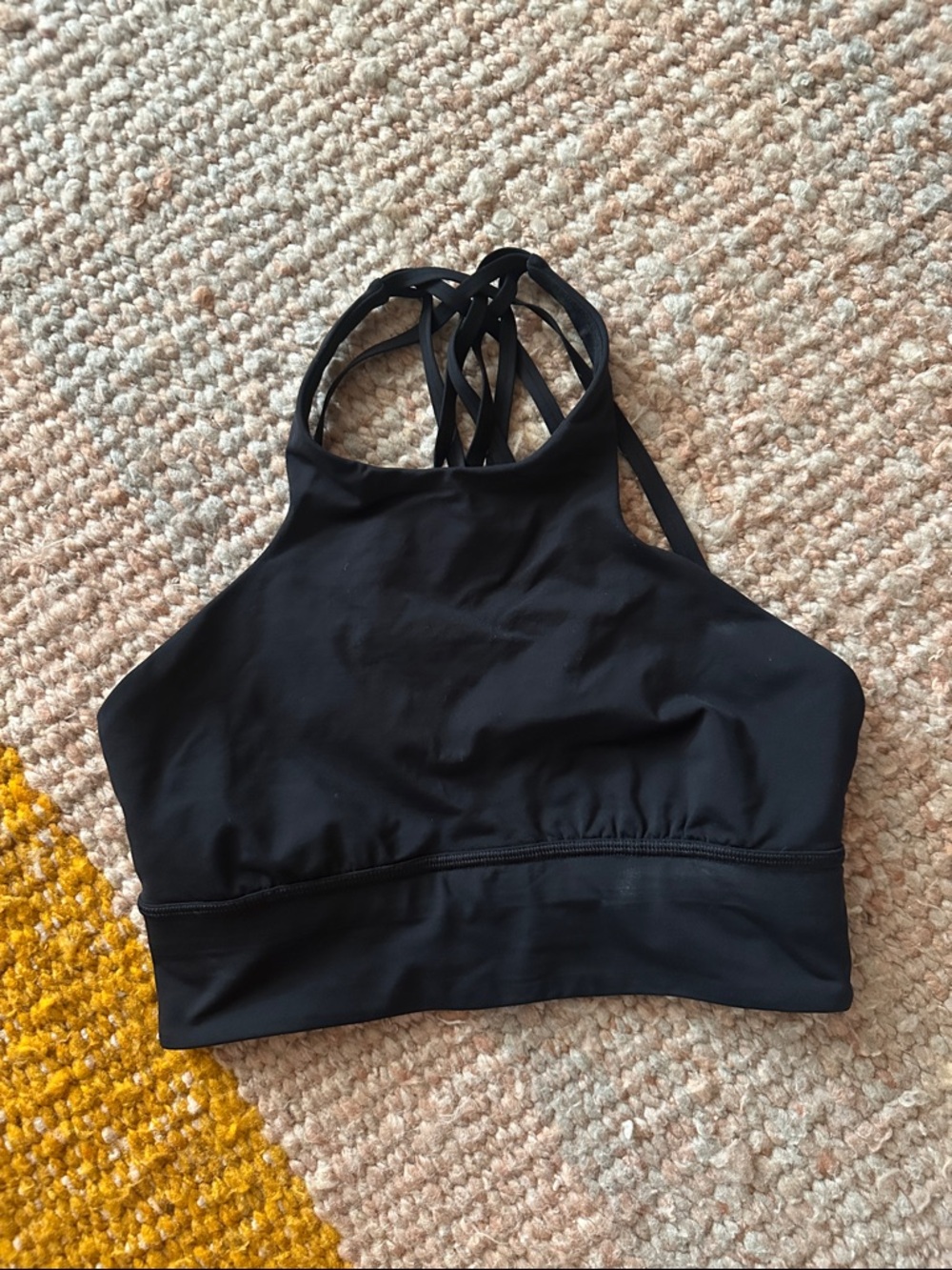 Lululemon Black High-Neck Strappy Sports Bra
